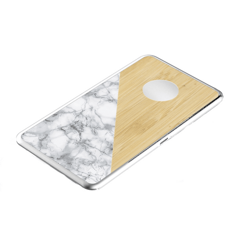LuxeTech Dual Wireless Pad - Bamboo / White Marble (Obsolete)